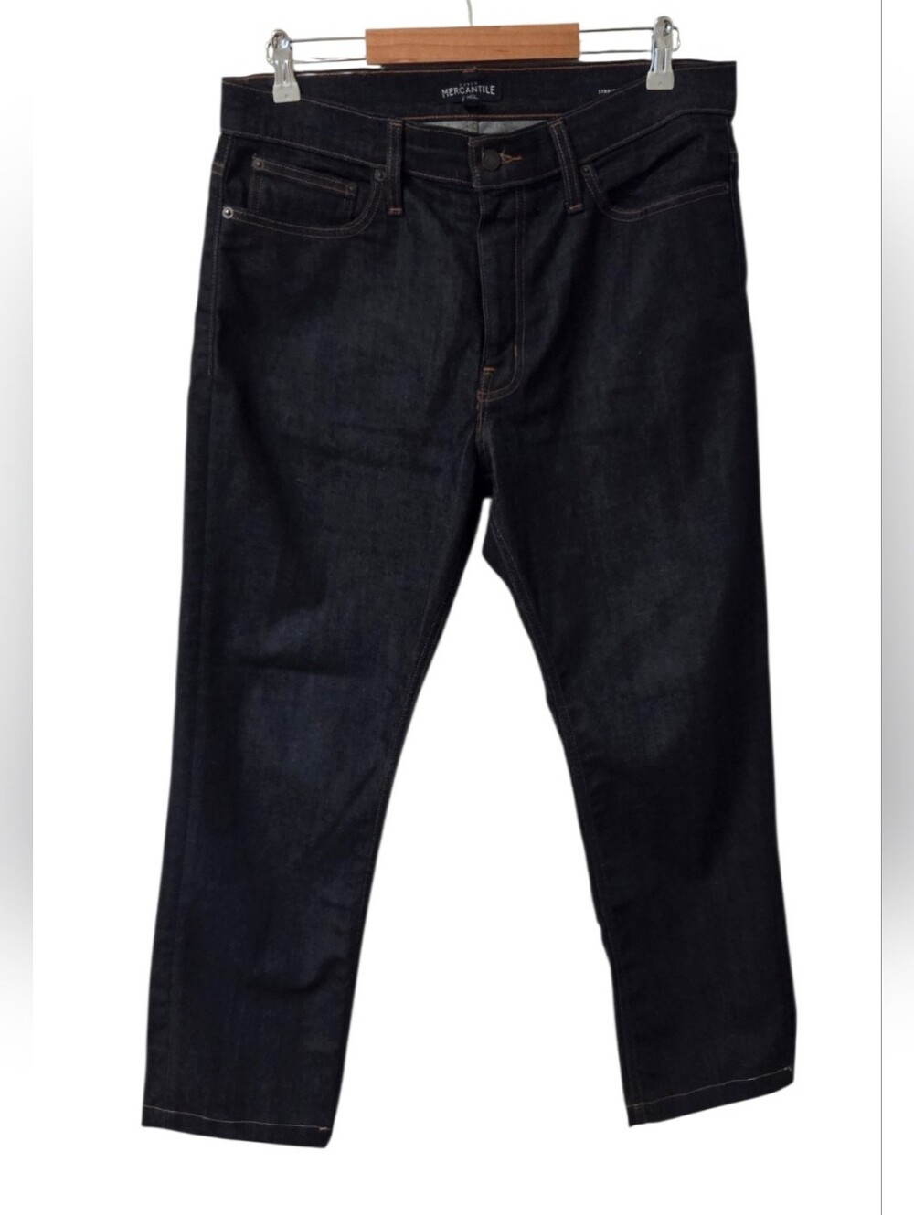 J.Crew Mercantile Flex Straight Jeans Men's 34x30 Hemmed 34x26 Dark Wash Stretch